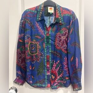 Farm Rio Silk Blend Blouse - Size S